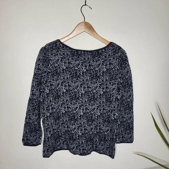 Reiss Long Sleeve Ballet Neckline Top - Abstract - Black Multi - Picture 2 of 10